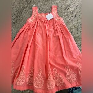 Girls summer dress. Peach/coral color